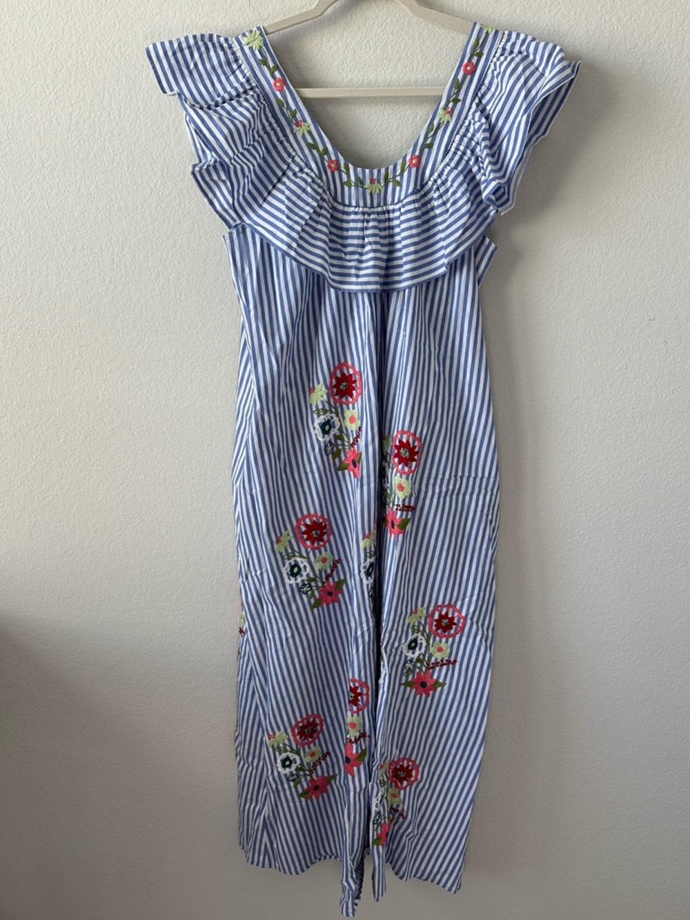 MI GOLONDRINA Andrea Suerte Stripe Floral Midi Dress SZ S NWT